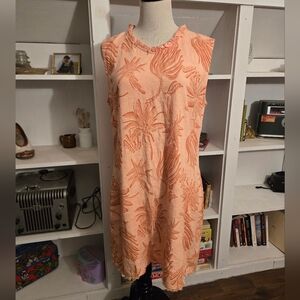 Charlie Paige Linen Viscose Blend Coastal Print Sleeveless Short Dress Small New